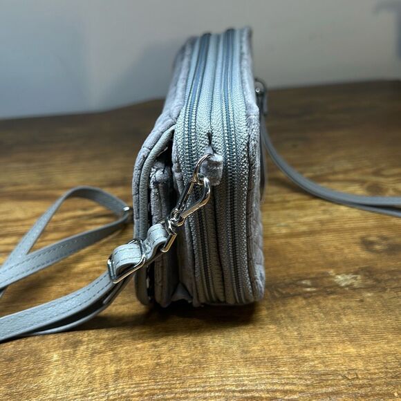 Vera Bradley Iconic RFID All in One Crossbody Wristlet Gray Dragonfly Flower NWT - Picture 5 of 10